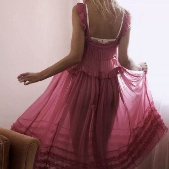 Intimately Free People Moon Phase Midi Nightgown Dress Pink XS - Picture 5 of 5